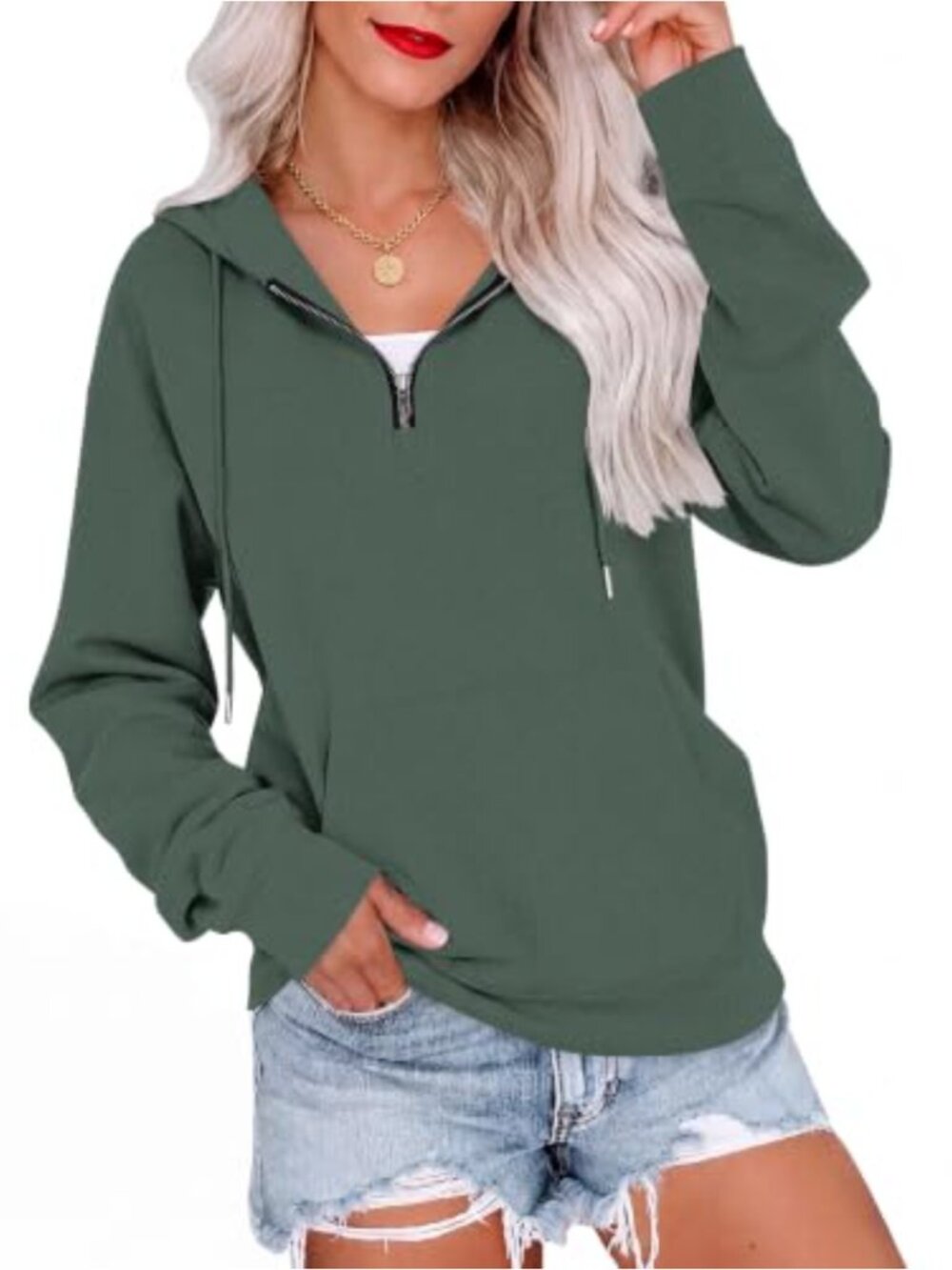 Women's Half Zip Hoodie Oversized Sweatshirt Casual Pullover